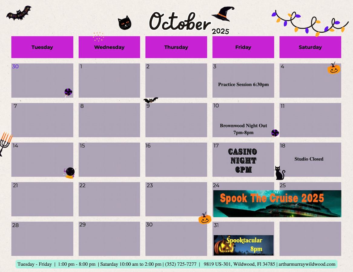 Arthur Murray Wildwood Group Class Calendar